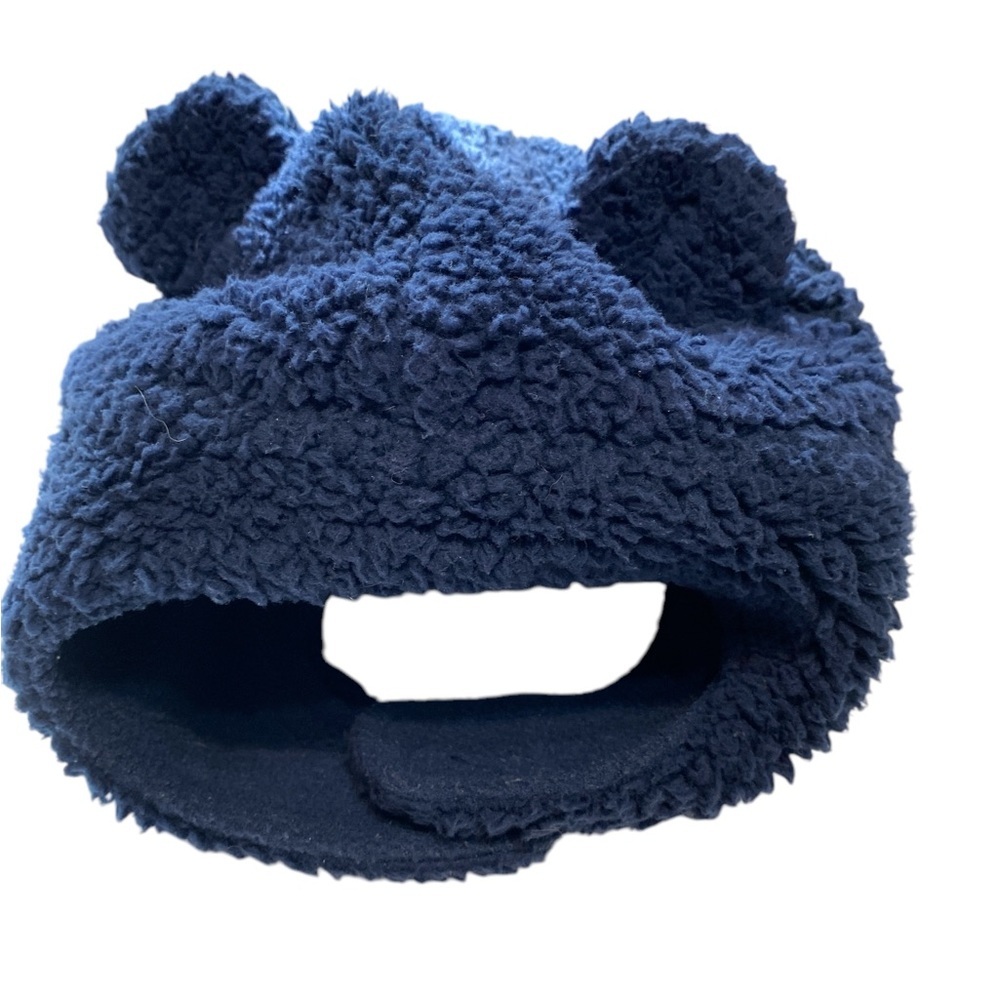 Infant fleece hat velcro close at chin navy blue 0-9 months